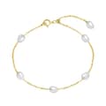 Minimalist 925 Sterling Silver 14K Gold Plated Freshwater Pearl Bracelet 6