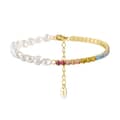 925 Silver Irregular Freshwater Pearl Colored Tennis Bracelet, 14K Gold Plated 1