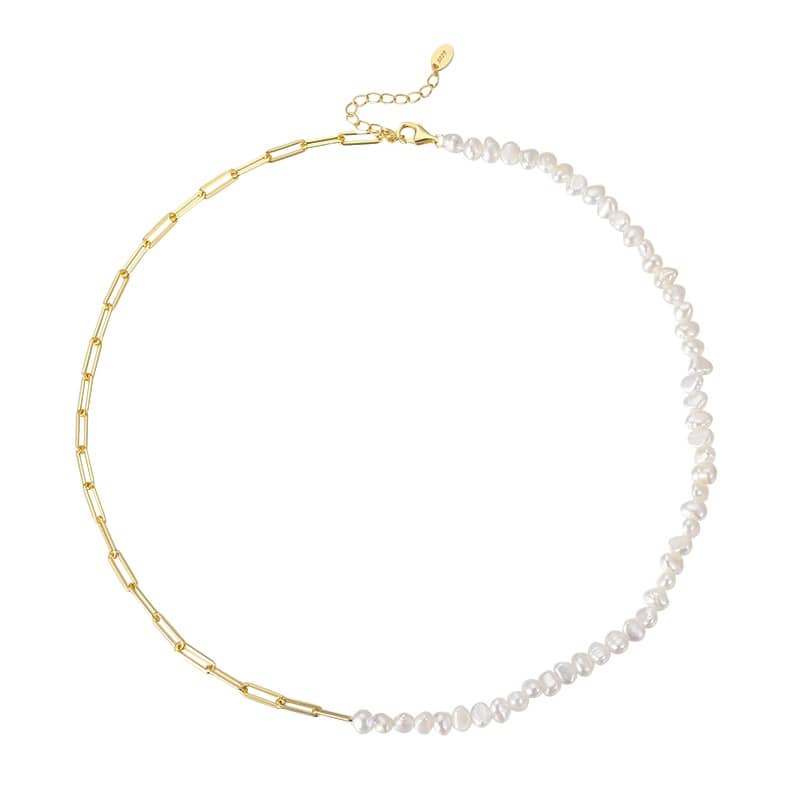 Genuine Pearl Beads Necklace Chain 925 Silver Freshwater Collar - main