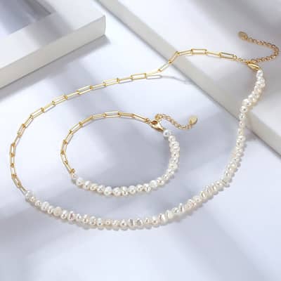 Genuine Pearl Beads Necklace Chain 925 Silver Freshwater Collar detail 5