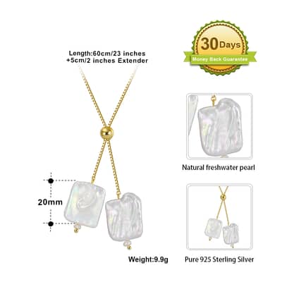Adjustable Simple Baroque Natural Freshwater Pearl Double Pendant S925 Sterling Silver Necklace detail 5