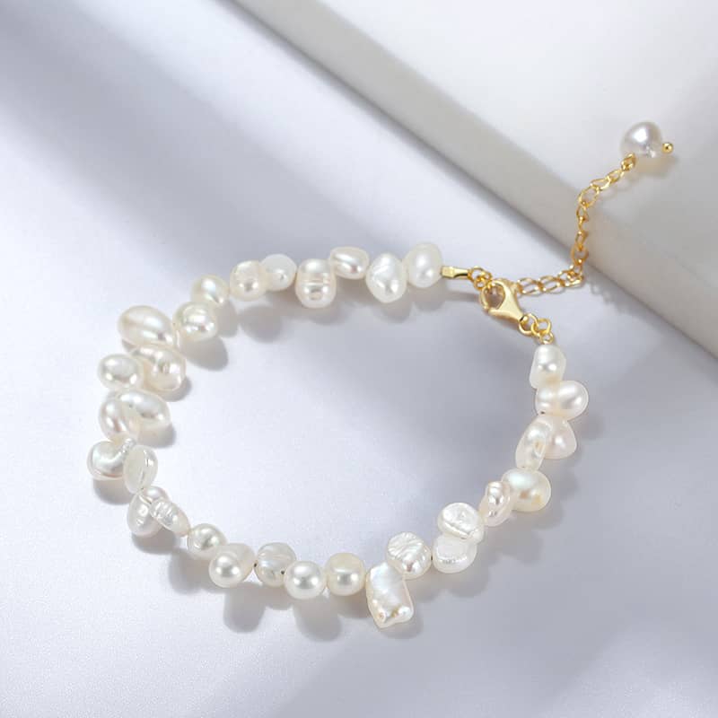 Freshwater Pearl Bracelet 925 Silver Luxury Adjustable Genuine Pearl - main