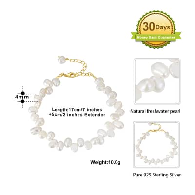 Freshwater Pearl Bracelet 925 Silver Luxury Adjustable Genuine Pearl detail 4