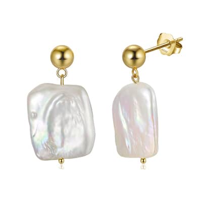 Genuine Natural Freshwater Pearl Earrings 925 Silver Baroque Pearl Drop Earrings detail 1