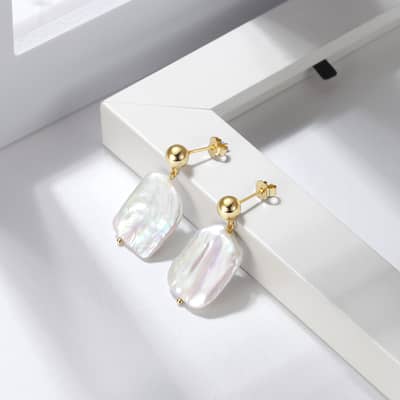 Genuine Natural Freshwater Pearl Earrings 925 Silver Baroque Pearl Drop Earrings detail 2