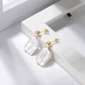 Genuine Natural Freshwater Pearl Earrings 925 Silver Baroque Pearl Drop Earrings 2