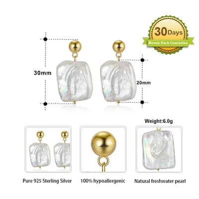 Genuine Natural Freshwater Pearl Earrings 925 Silver Baroque Pearl Drop Earrings detail 4