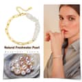 Handmade 925 Sterling Silver Paperclip Chain White Freshwater Cultured Pearl Double Strand Bracelet 5