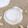 Handmade 925 Sterling Silver Paperclip Chain White Freshwater Cultured Pearl Double Strand Bracelet 6