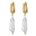 Classic Elegance 14K Gold Plated 925 Sterling Silver Real Cultured Baroque Pearl Earrings 1