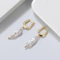 Classic Elegance 14K Gold Plated 925 Sterling Silver Real Cultured Baroque Pearl Earrings 5