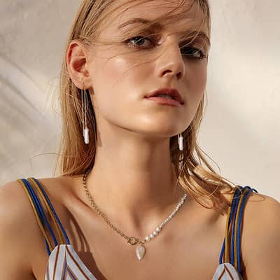 Minimalist 925 Sterling Silver 14K Gold Vermeil Plated Irregular Freshwater Pearl Choker Necklace detail 2