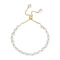Genuine 925 Sterling Silver Baroque Pearl Link Chain Bracelet, 14K 2