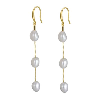 Natural Baroque Freshwater Pearl Drop Earrings 925 Sterling Silver Gold Plated for Wedding Engagement detail 1