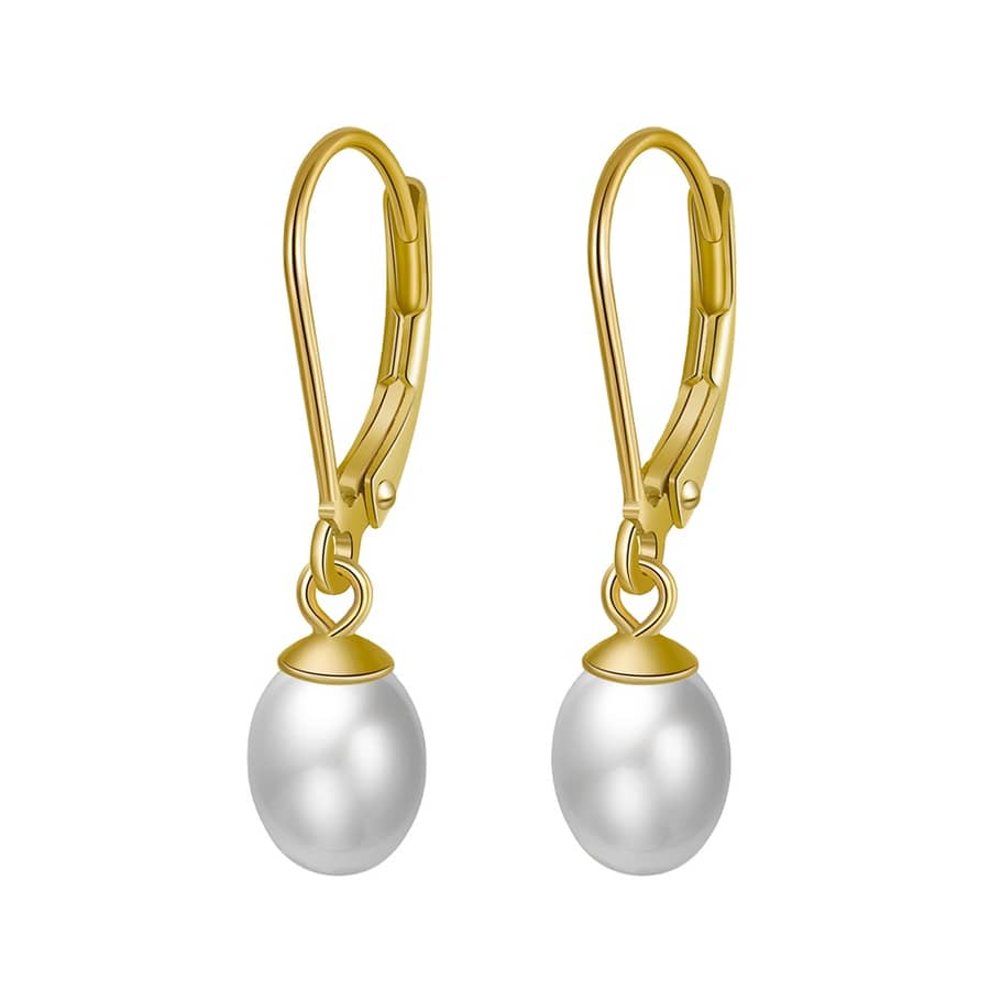 Trendy Freshwater Pearl Drop Earrings 925 Sterling Silver Hoop Earrings - main