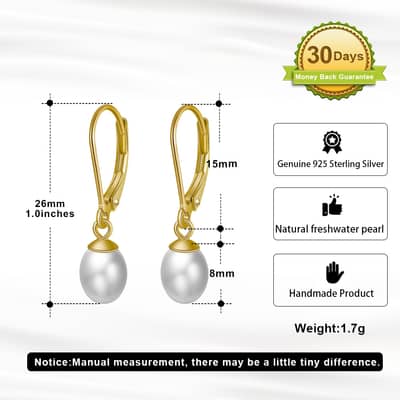 Trendy Freshwater Pearl Drop Earrings 925 Sterling Silver Hoop Earrings detail 3