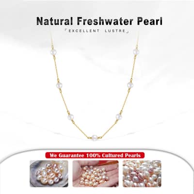 Genuine Freshwater Baroque Pearls Adjustable 925 Sterling Silver Necklace detail 2