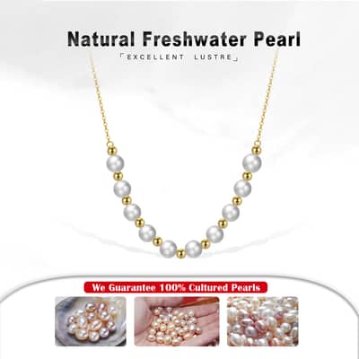 Trendy Freshwater Baroque Pearls Pearl Beads Adjustable 925 Sterling Silver Necklace detail 2