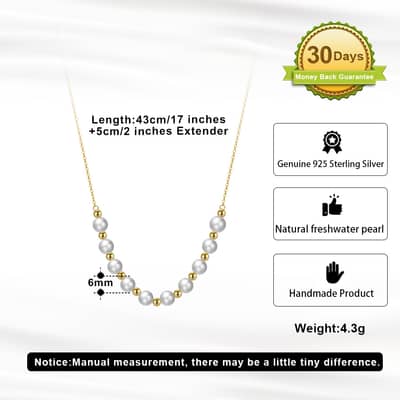 Trendy Freshwater Baroque Pearls Pearl Beads Adjustable 925 Sterling Silver Necklace detail 3