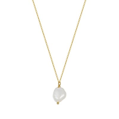 Romantic Baroque Freshwater Pearl 925 Sterling Silver With Gold Plating Adjustable Chains Necklace detail 1