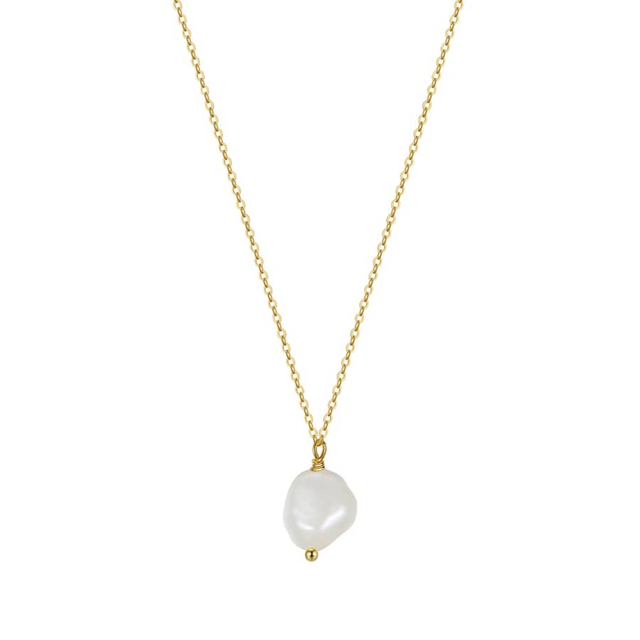 Romantic Baroque Freshwater Pearl 925 Sterling Silver With Gold Plating Adjustable Chains Necklace - main