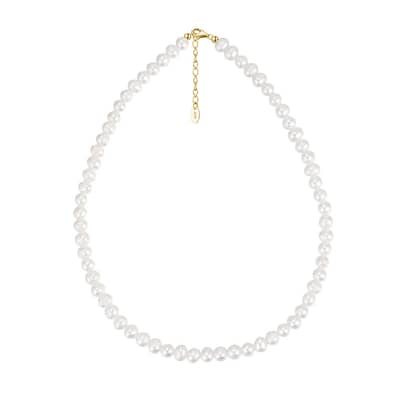 925 Sterling Silver Baroque Freshwater Pearls 14K Gold Plated Pearl Necklace detail 6