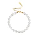 925 Sterling Silver 14K Gold Plated Trendy Baroque Freshwater Pearl Bracelet 1