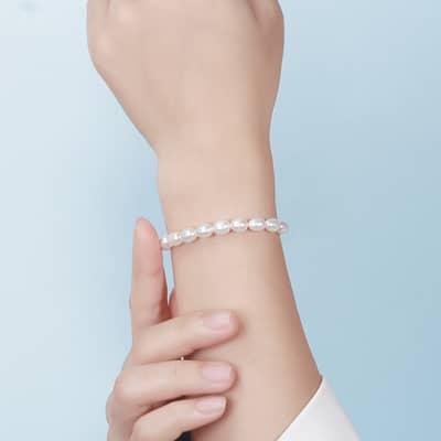 925 Sterling Silver 14K Gold Plated Trendy Baroque Freshwater Pearl Bracelet detail 4