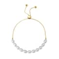 925 Silver 14K Gold Plated Natural Baroque Freshwater Pearl Chain Bracelet 1