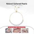 925 Silver 14K Gold Plated Natural Baroque Freshwater Pearl Chain Bracelet 6