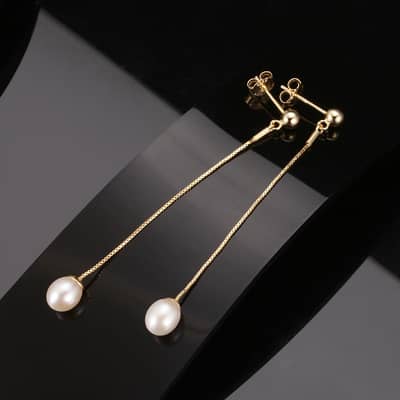 Baroque Freshwater Pearl Earrings 925 Sterling Silver 14K Gold Plated Trendy Stud Drop Design detail 1