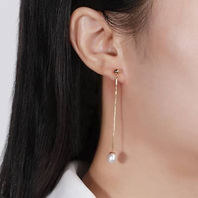 Baroque Freshwater Pearl Earrings 925 Sterling Silver 14K Gold Plated Trendy Stud Drop Design detail 2