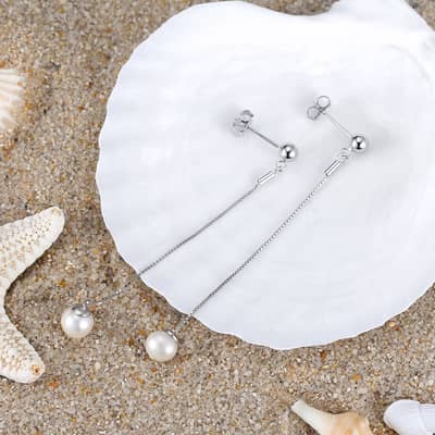 Baroque Freshwater Pearl Earrings 925 Sterling Silver 14K Gold Plated Trendy Stud Drop Design detail 3