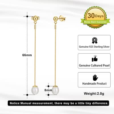 Baroque Freshwater Pearl Earrings 925 Sterling Silver 14K Gold Plated Trendy Stud Drop Design detail 4