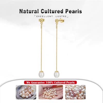 Baroque Freshwater Pearl Earrings 925 Sterling Silver 14K Gold Plated Trendy Stud Drop Design detail 5