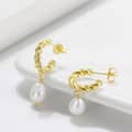 Luxury 14K Gold Pearl Drop Earrings Sterling Silver Natural Baroque Freshwater Pearl Earrings 3