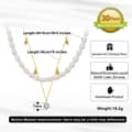 Gold Station Choker Necklace with Pearl Layered Chain & Cubic Zirconia Pendant 6