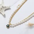 Gold Layered Pearl Necklace, 925 Sterling Silver 3