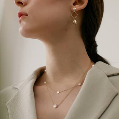 Gold Layered Cultured Freshwater Pearl Necklace, 925 Sterling Silver detail 3