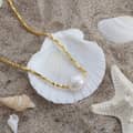 Silver Nugget Chain Choker Necklace with Cultured Freshwater Pearl, 14K Gold Plated 1