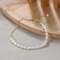 14K Gold & 925 Sterling Silver Cultured Freshwater Pearl Adjustable Bracelet 2