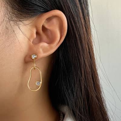 14K Gold Plated Pearl Stud Earrings 925 Sterling Silver detail 2