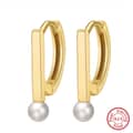 Pearl Hoop Earrings 925 Sterling Silver 14K Gold Plated 5