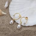 Silver Pearl Dangle Earrings 14K Gold Plated 2