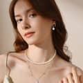 Silver Pearl Dangle Earrings 14K Gold Plated 4