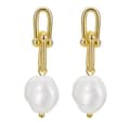 925 Sterling Silver 14K Gold Plated Pearl Earrings 1