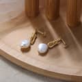 925 Sterling Silver 14K Gold Plated Pearl Earrings 2