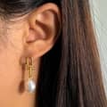 925 Sterling Silver 14K Gold Plated Pearl Earrings 4