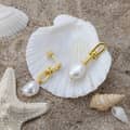 925 Sterling Silver 14K Gold Plated Pearl Earrings 5