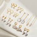 18K Gold Plated S925 Sterling Silver Baroque Pearl Pendant Drop Hoop Earrings 1